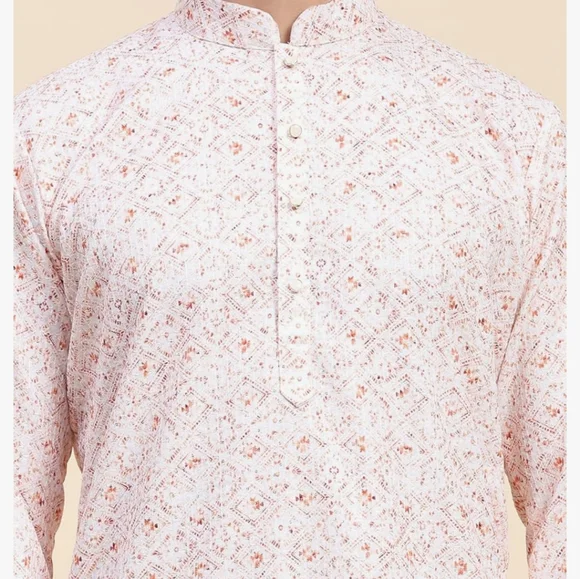 SKAVIJ Men’s Embroidered Sequined Kurta with Pajama 2-Piece Set Size Large - Picture 12 of 15